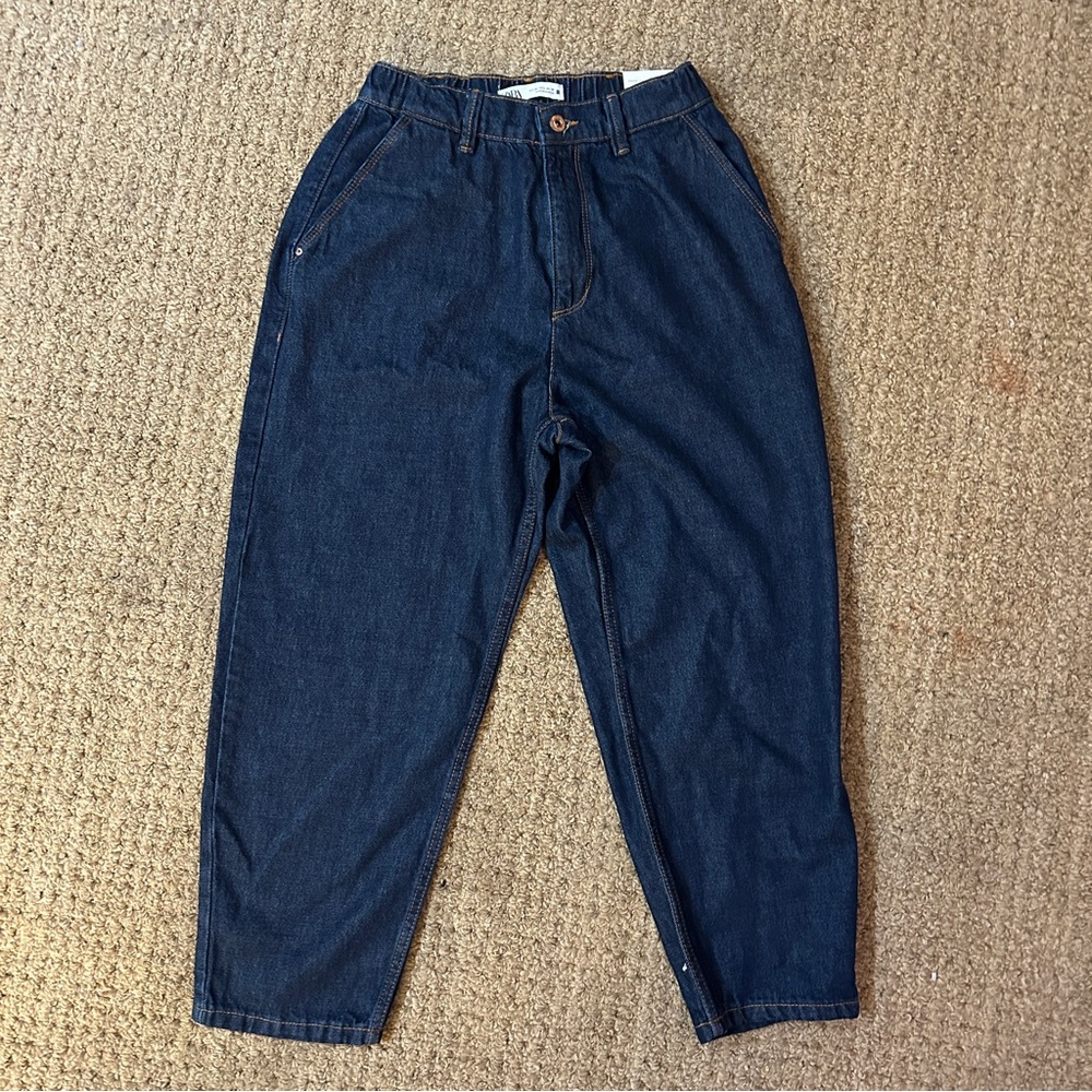 NWT Zara Women’s Size 6 Carrot Fit Tapered Mom Jeans Dark Wash Denim
